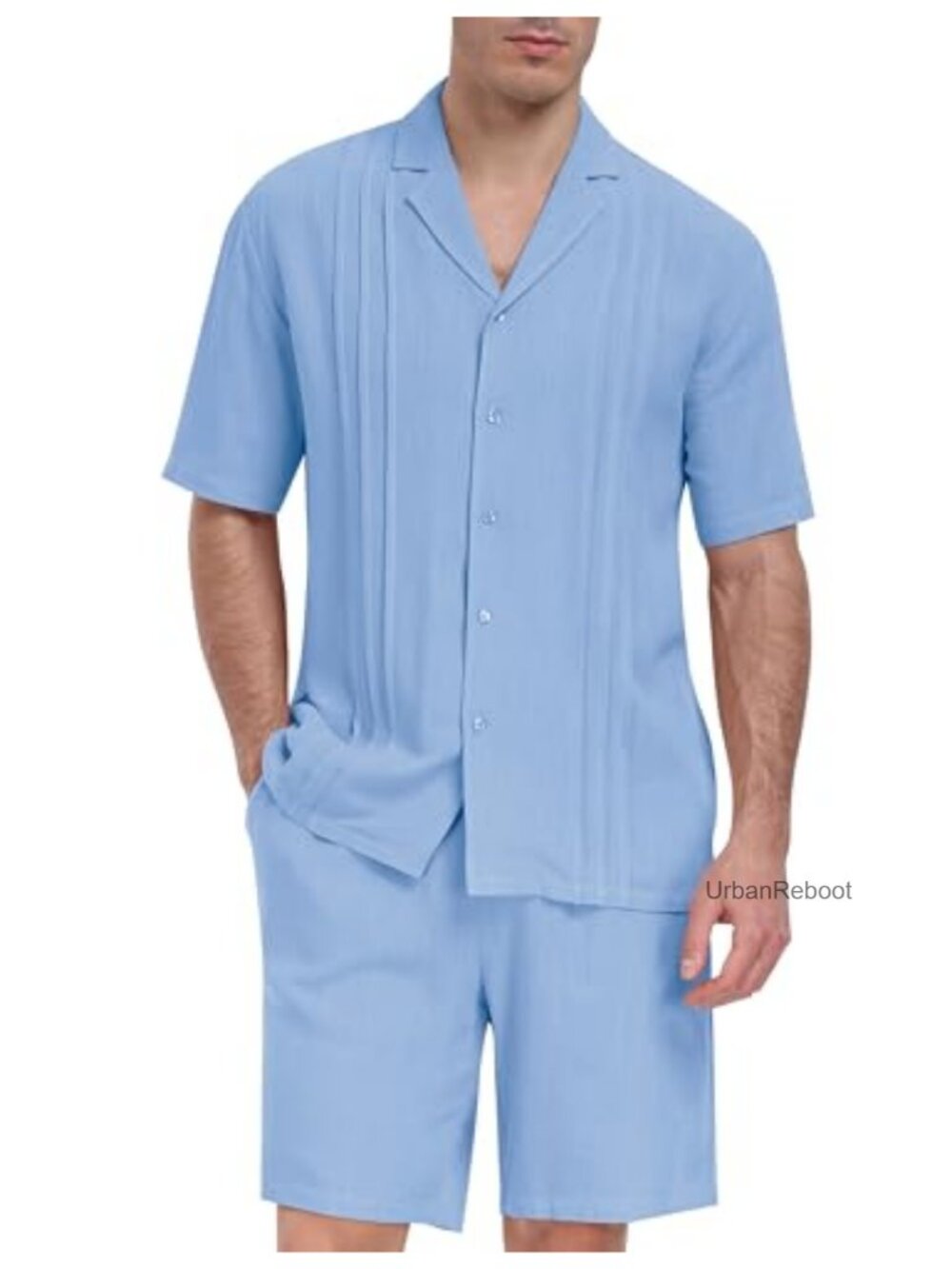 Men's 2 Piece Linen Sets Vacation Outfit Short Sleeve Button Down Shirt & Pants